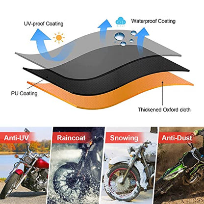 Comnova Motorcycle Cover 91 Inch - 600D Outdoor Moped Cover with Lock Hole Universal Fit, Heavy Duty & Waterproof Motor Cycle Protection for Harley, Honda, Kawasaki, Fit Up to 91" Motorcycles - size: Premium - 91 Inch