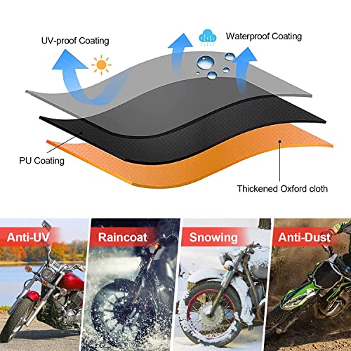 Comnova Motorcycle Cover 91 Inch - 600D Outdoor Moped Cover with Lock Hole Universal Fit, Heavy Duty & Waterproof Motor Cycle Protection for Harley, Honda, Kawasaki, Fit Up to 91" Motorcycles - size: Premium - 91 Inch