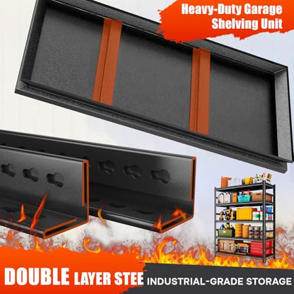 Heavy Duty Garage Shelving,5-Tier Garage Storage Shelves,3000LBS Storage Shelves Heavy Duty,Adjustable 5 Tier Shelving Unit,Heavy Duty Shelving for Garage Storage Warehouse,39''×14''×71'' - size: 5 Tier-39" W X 14" D X 71" H