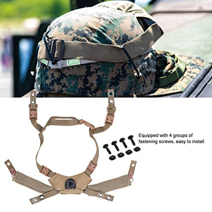 Helmet Chin Strap for Fast MICH Wendy Helmet, 4 Points Tactical Helmet Accessories Retention System Chin Strap, Helmet General Suspension Lanyard with 4 Sets of Fastening Screws - color: Tan