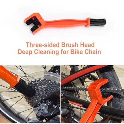 Bike Cleaning Brush Kit, Bike Chain Cleaner, Bicycle Motorcycle Accessories Multi Cleaning Tool for Mountain Road Bicycle & Motorbike & ebike Chain/Crank/Tire/Sprocket
