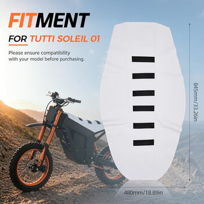 Electric Dirt Bike Seat Cover for Tutti Soleil 01,Black Stripe Non-Slip Motorcycle Cushion Cover for Tuttio Soleil01-White - color: White