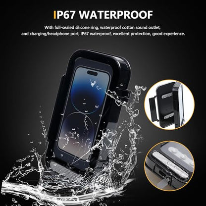 UTV ATV Phone Mount Waterproof Holder Compatible with Polaris RZR Ranger General Pioneer Talon Can Am Commander Maverick X3 Kawasaki Bike Motorcycle with 1.75"-2" Roll Bar Cage Accessories