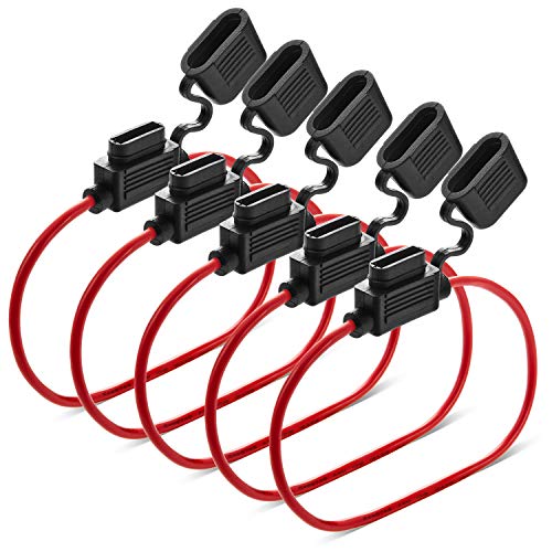 [UL Wire] Chanzon 5Pcs 12awg Standard/ATC/ATO Fuse Holder Waterproof Inline Marine (Maxium 35A) for Blade Fuses Automotive Car Motorcycle - size: A) 12AWG