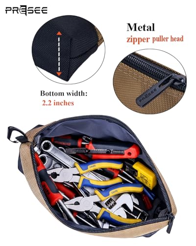Tool Pouch Zipper Small Tool Bag Pouches Organizer Bag with Metal Carabiner, Nylon 1680D Heavy Duty for Wrenches, Screwdrivers, Pliers, Pack of 1, Blue, 10.5 Inch - color: 1 Pack, 10.5" Blue
