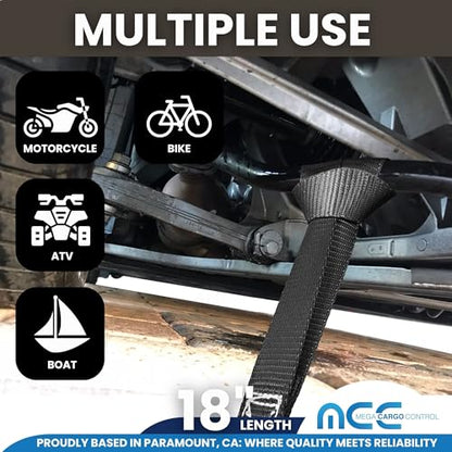 Mega Cargo Control Black 1" x 18" Handlebar Tie Down - 4 Pack of Soft Tie Loops, 800 Lbs Working Load Limit - color: Black (4 - Pack), size: Soft Tie Loops