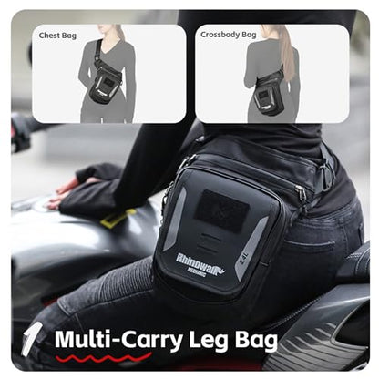 Rhinowalk Motorcycle Fuel Tank Bag,Magnetic and Strap on,Motorbike Tank Bag with Mobile Phone Pocket, Thigh bag,Leg Waist Chest Pouch,2.4L Backpack Motor Cycle Accessories - style: With Magnetic