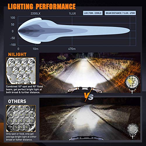 Nilight 2PCS 7Inch 85W LED Driving Light 10200LM IP68 Spot Flood Combo Round Built-in EMC Offroad Lights with 14AWG DT Connector Wiring Harness Kit for Truck ATV UTV SUV - color: 2Pcs 85W 7Inch LED Light Kit
