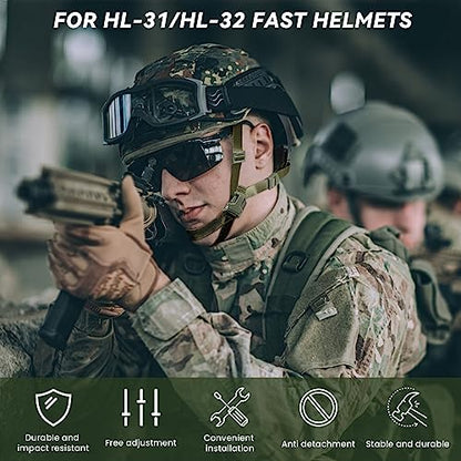 Tactical Helmet Chin Strap Adjustable Dial 4 Points Suspension System with Bolts and Screws for Tactical Fast MICH Bump Helmet Accessory - color: Style 2-Green