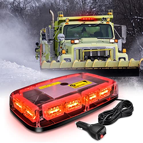 Nilight 12 Inch Roof Top Strobe Lights 48LED Hazard Light Emergency Safety Warning LED Flashing Bar Magnetic Mount 12V 24V Cars Trucks Tractors Snow Plows Construction Vehicles - color: Red