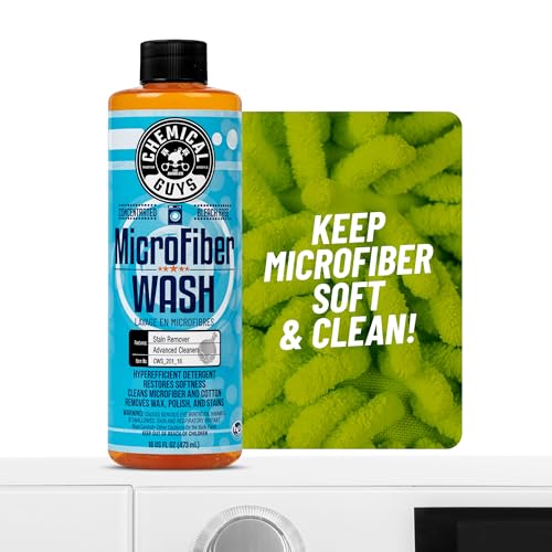 Chemical Guys Microfiber Wash Detergent – Concentrated Cleaner for Towels and Pads, Removes Wax and Polish Residue, Restores Absorbency and Softness, 32 fl oz - size: 32 Fl Oz (Pack of 1)