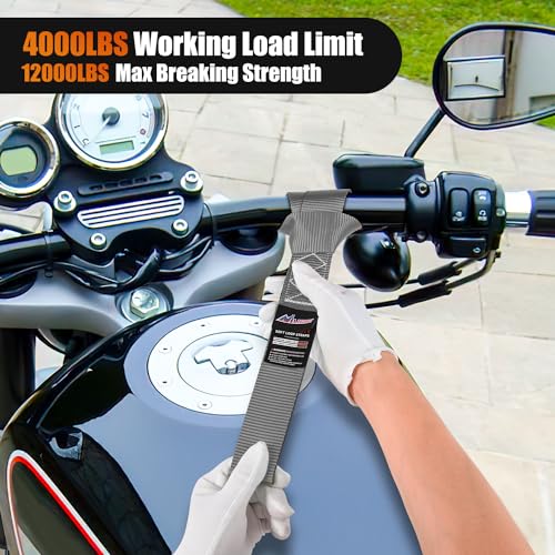 Nilight Soft Loop 1.7”×17" Motorcycle Tie Down Straps Heavy Duty 12000Lbs Max Break Strength for Securing ATV UTV Kayak Moving Cargo (8PK-Grey) - color: Grey