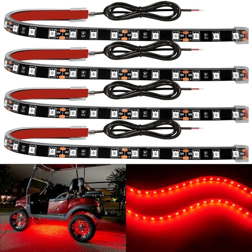 YM E-Bright 4Pcs Led Strip Lights for Car, 12inch Waterproof IP68 Car Underglow Strip Lights Decoration 18SMD 12V Led Interior Exterior Lights Strip for Cars Motorcycles Truck Golf Cart Boat - Red - color: Red, size: 12inch/30cm