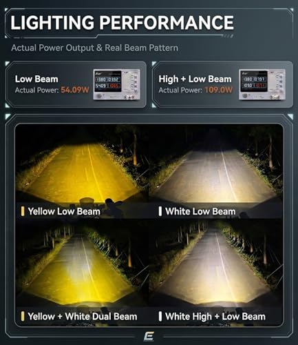 Motorcycle LED Auxiliary Lights, 7 Modes White/Amber Fog Driving Spotlights with Wiring Harness, ACC Control, High Beam Linkage, and 360° Mount Brackets for Motorcycle E-Bike ATV UTV Truck, 2Pcs - size: 2.2''x3.5‘’