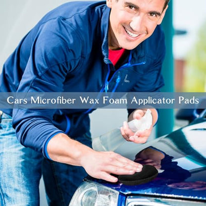 Tanlade 50 Pcs Car Detailing Microfiber Applicator Pad Wax Applicator Wash Microfiber Pads, 5 Inch Diameter (Black) - color: Black