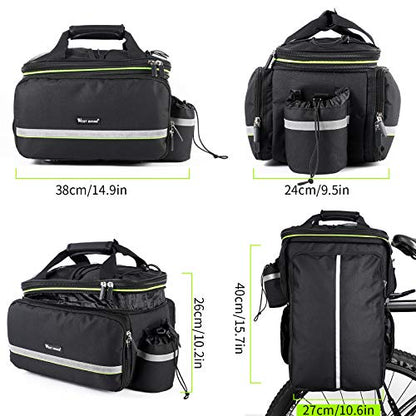 West Biking Rear Pannier Bag - 35L Large Capacity Waterproof Multi-Function Bicycle Rack Carrier, Detachable Tail Seat Trunk Bag With Handbag Shoulder Strap for Storage