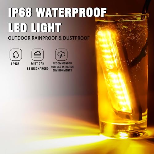 WINECO Amber 8PCS LED Strobe Lights Kit 12V 24V Sync Feature 12 LED Emergency Hazard Warning Lights with Strobe Controller for Trucks Vehicles ATV RV Cars Van - color: Amber