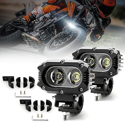 UNI-SHINE Z4F+69 4 Inch LED Cube Pod Lights with Universal Clamp Bracket, Off-Road Driving & Fog Lights for Truck, ATV, UTV, SUV, Motorcycle - color: Z4F+69