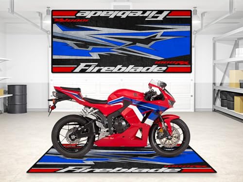 Parking Mat for CBR 1000RR Fireblade Motorcycle Model, Display and Pit Mat, Washable Non-Slip Garage and Showroom Floor Carpet (Black, Size 1 : 86.6 x 39.4/220 x 100 cm) - size: 3'3" x 7'3" (Oblong)