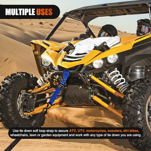 Nilight Soft Loop 1.7”×17" Motorcycle Tie Down Straps Heavy Duty 12000Lbs Max Break Strength for Securing ATV UTV Kayak Moving Cargo (8PK-Blue) - color: Blue