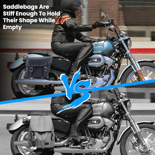 30L Motorcycle Saddlebag Water-Resistant PU Leather Storage for Harley Sportster Softail Dyna Honda Shadow, Quick-Install Design with Reinforced Straps, Large Capacity Luggage Bags