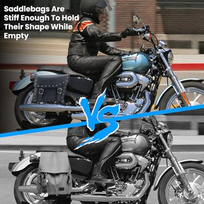 30L Motorcycle Saddlebag Water-Resistant PU Leather Storage for Harley Sportster Softail Dyna Honda Shadow, Quick-Install Design with Reinforced Straps, Large Capacity Luggage Bags