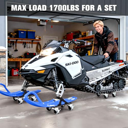 KEDSUM Heavy Duty Snowmobile Dolly Up to 1700LBS, Carbon Steel Snowmobile Moving Dolly Set with Upgraded Widen Casters, 2.5" Swivel Wheels with Brakes, Straps with Buckle Firmly Attaching on Skis - size: Standard Wheels
