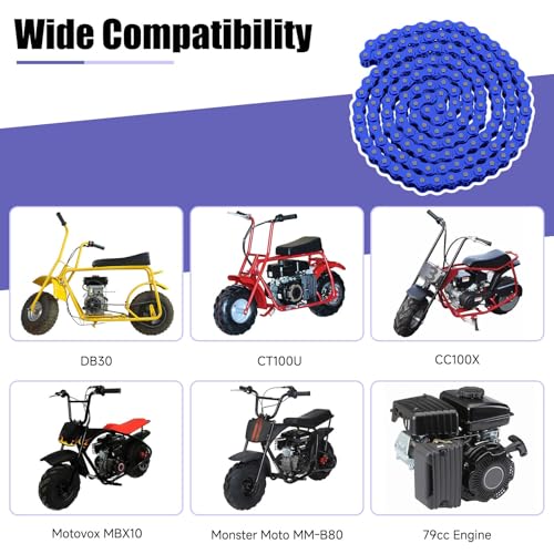 35 Chain with Chain Breaker Compatible with Minibike Coleman CT100U CC100X Baja Doodlebug DB30 Motovox MBX10 MBX11 Predator 97cc 100cc Mega Moto MM-B80 105cc Go Kart Powersports Parts 140 Links - color: Blue