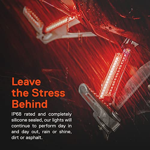 TRUE MODS 2pc 5" Red LED Motorcycle Turn Signal & Brake Tail Light Strip Kit [Waterproof] [Single Row] [50% Running] [100% Brake/Blinker] Self Adhesive Surface Mount Flexible Lamp for Dirt Bike ATV - size: 2pc 5", style: Red Tail Light