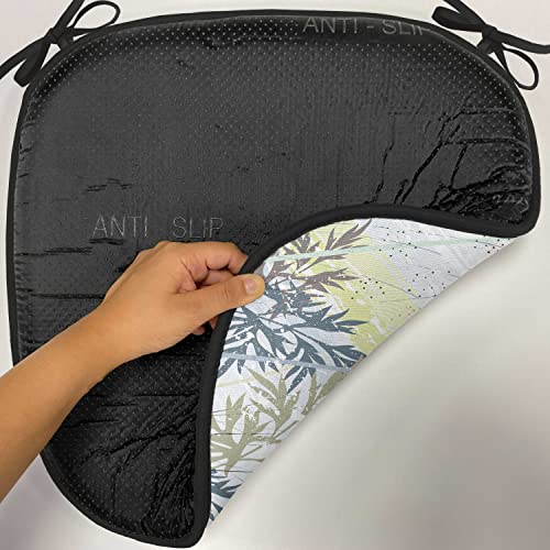 Lunarable Dragonfly Chair Cushion Pad, Wild Herb Grass Field Distressed Background with Dragonflies Lifestyle Graphic, Seat Padding for Kitchen & Patio with Anti-Slip Backing, 16"x16", Grey Green - color: Grey Green, size: Pack of 1