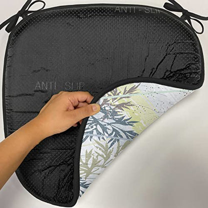 Lunarable Dragonfly Chair Cushion Pad, Wild Herb Grass Field Distressed Background with Dragonflies Lifestyle Graphic, Seat Padding for Kitchen & Patio with Anti-Slip Backing, 16"x16", Grey Green - color: Grey Green, size: Pack of 1