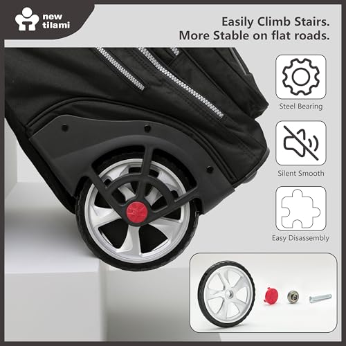 NEW TILAMI 20" Rolling Backpack for Teens Adults, Climbing Stairs Waterproof Backpack with Wheels for School Business Trave Camping with Laptop Compartment, Fit 17 Inch Laptop, Black - color: Black