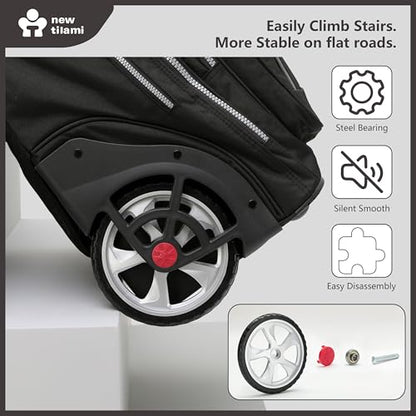 NEW TILAMI 20" Rolling Backpack for Teens Adults, Climbing Stairs Waterproof Backpack with Wheels for School Business Trave Camping with Laptop Compartment, Fit 17 Inch Laptop, Black - color: Black