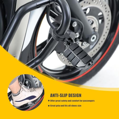 1.25" Motorcycle Highway Footpegs, Adjustable Footrest Pegs Mounting P-Clamps Compatible with Harley Sportster Touring Softail Dyna Honda Kawasaki Suzuki Yamaha 1-1/4" Engine Guard - color: Black Style 7