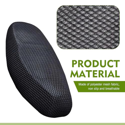 Motorcycle Seat Cover, Heat-Insulating & Non-Slip Seat Cover with Elastic, Honeycomb Breathable Mesh Fabric Mat, Universal for Most Motorcycles (Black #M) - color: Black #Middle