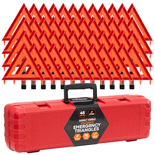 Xpose Safety Reflective Emergency Triangles – 48 Kits (144 Triangles) – DOT Approved Roadside Car Safety Warning Reflectors – Red & Orange Automotive Vehicle Hazard Visibility Markers - size: 48 Packs