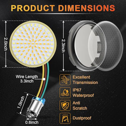 LivTee 1157 Front Rear LED Turn Signals Tail Brake Lights with Lens Cover Kits Compatible with Harley Davidson Touring Dyna Softail Sportster Street Glide Road Glide Accessories - color: Kits
