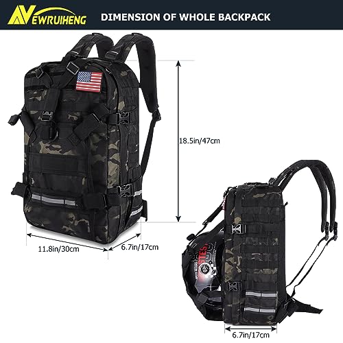 Motorcycle Helmet Backpack for Men, Large Capacity Cycling Storage Bag for for Outdoor (Green Camo)