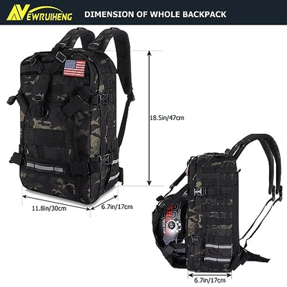 Motorcycle Helmet Backpack for Men, Large Capacity Cycling Storage Bag for for Outdoor (Green Camo)