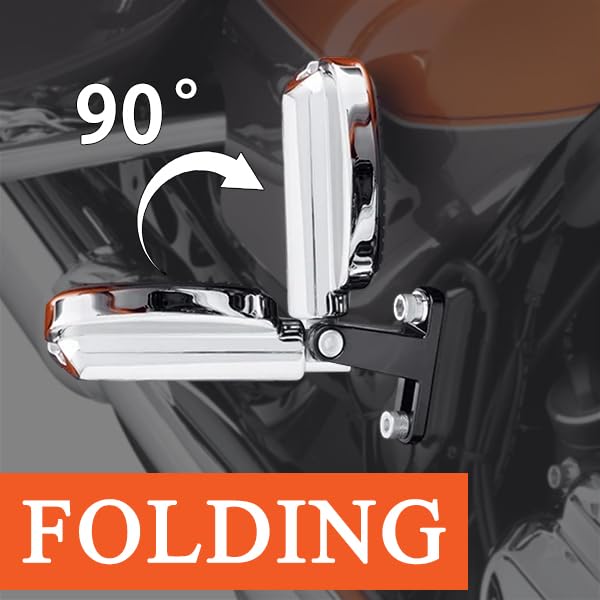FOVPLUE Passenger Mini Footboard, Passenger Footpegs w/Mount Kit for Harley Touring 1993-2025 CVO Electra Glide Road Glide Road King Street Glide Ultra Classic Ultra Limited Revival FLH, Gloss Black#2 - color: Black Passenger Footpegs