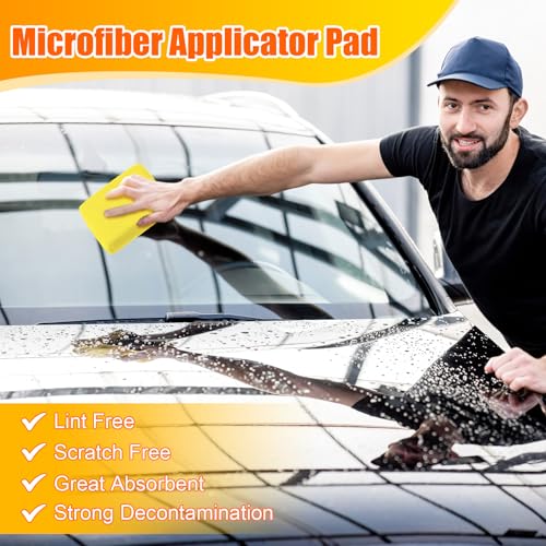 Riakrum 32 Pcs Microfiber Applicator Pads Soft Microfiber Foam Buffing Car Detailing Pads for Wax Ceramic Coating Polish Reusable Car Wash Sponge Tire Shine Applicator(Yellow,Grey,Blue,red) - color: Yellow,grey,blue,red