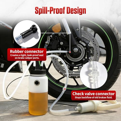 BELEY Motorcycle Brake Bleeder Kit, 400ML Brake Bleeder Bottle Kit One Way Check Valve Hose Bleeding Kit with 23.6 inch Hose for Motorcycle Brake System Repair Maintenance