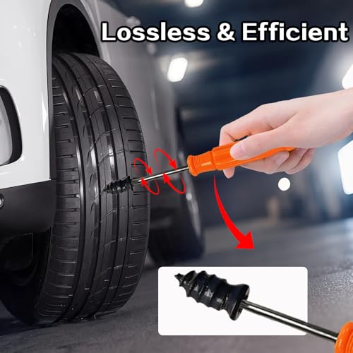 40Pcs Tire Repair Rubber Nails Kit with 4 Sizes, Screw in Tire Repair Plugs, Vacuum Tire Repair Rubber Nail, Tire Rubber Nails Tool, Fast Self-Service Tire Repair Tools for Car, Truck, Motorcycle