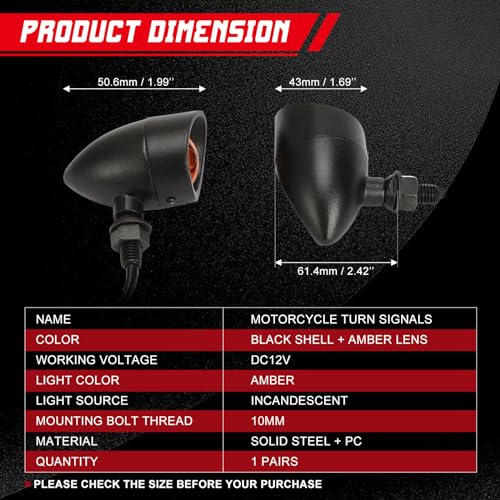 INNOGLOW Motorcycle Turn Signals, 2pcs Heavy Duty Incandescent Bulbs Amber Bullet Amoke Lens Indicators Blinkers Lights for Harley Davidson Suzuki Kawasaki Yamaha (Black) - color: Style-5