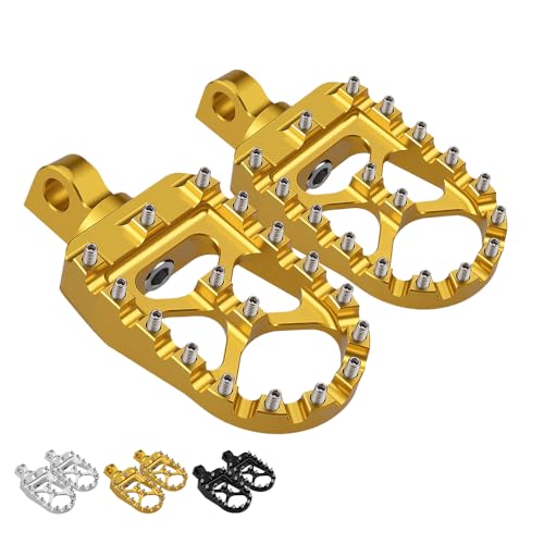 PUCKY CNC Wide Foot Pegs 360° Roating MX Chopper Bobber Style for harley Dyna Sportster Fatboy Iron 883 (金色)