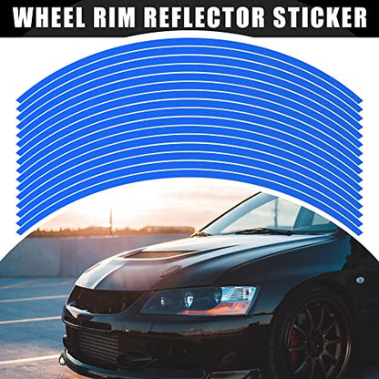 X AUTOHAUX 16pcs Fit 17" Wheel Motorcycle Car Bike Wheel Rim Sticker Strips Reflective Stripe Tape Reflector Blue - color: Blue