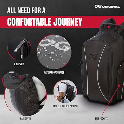 OG Original Motorcycle Backpack GO Black Waterproof, 20L, Motorbike Helmet Strap, Helmet Bag, Cycling Bag, Man, Laptop, Reflective - style: Go