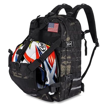 Motorcycle Helmet Backpack for Men, Large Capacity Cycling Storage Bag for for Outdoor (Green Camo)