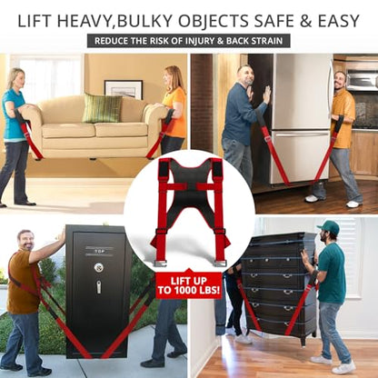 X-Protector Moving Straps - 2 Pairs - Lifting Straps for 2 Movers - Move Furniture Easily and Safely - Perfect for Lifting & Moving Heavy Objects (Adjustable Length 50-118”) - style: Moving Straps (With Back Support)