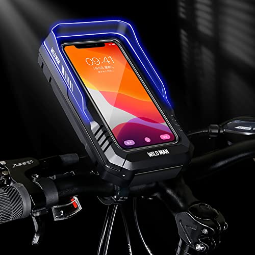 WILD MAN 0.6L 360° Rotation Quick Release Bike Phone Holder Type Bike Handlebar Bag with Touch Screen for Motorcycle Road Bike MTB Mountain Bicycle Cycling(Black,FK2)